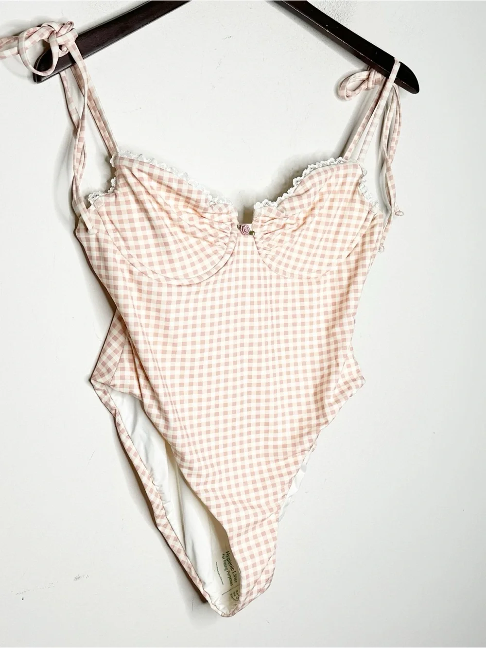 NWT Dippin’ Daisy’s Bonjour One Piece Swimsuit Petal Plaid Lingerie Sexy Gingham
